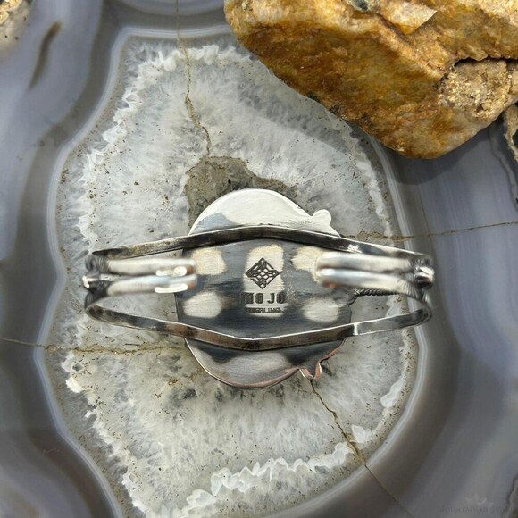 Sterling Silver Southwestern Style Oval Azurite Decorated Bracelet For Women - Picture 7 of 10